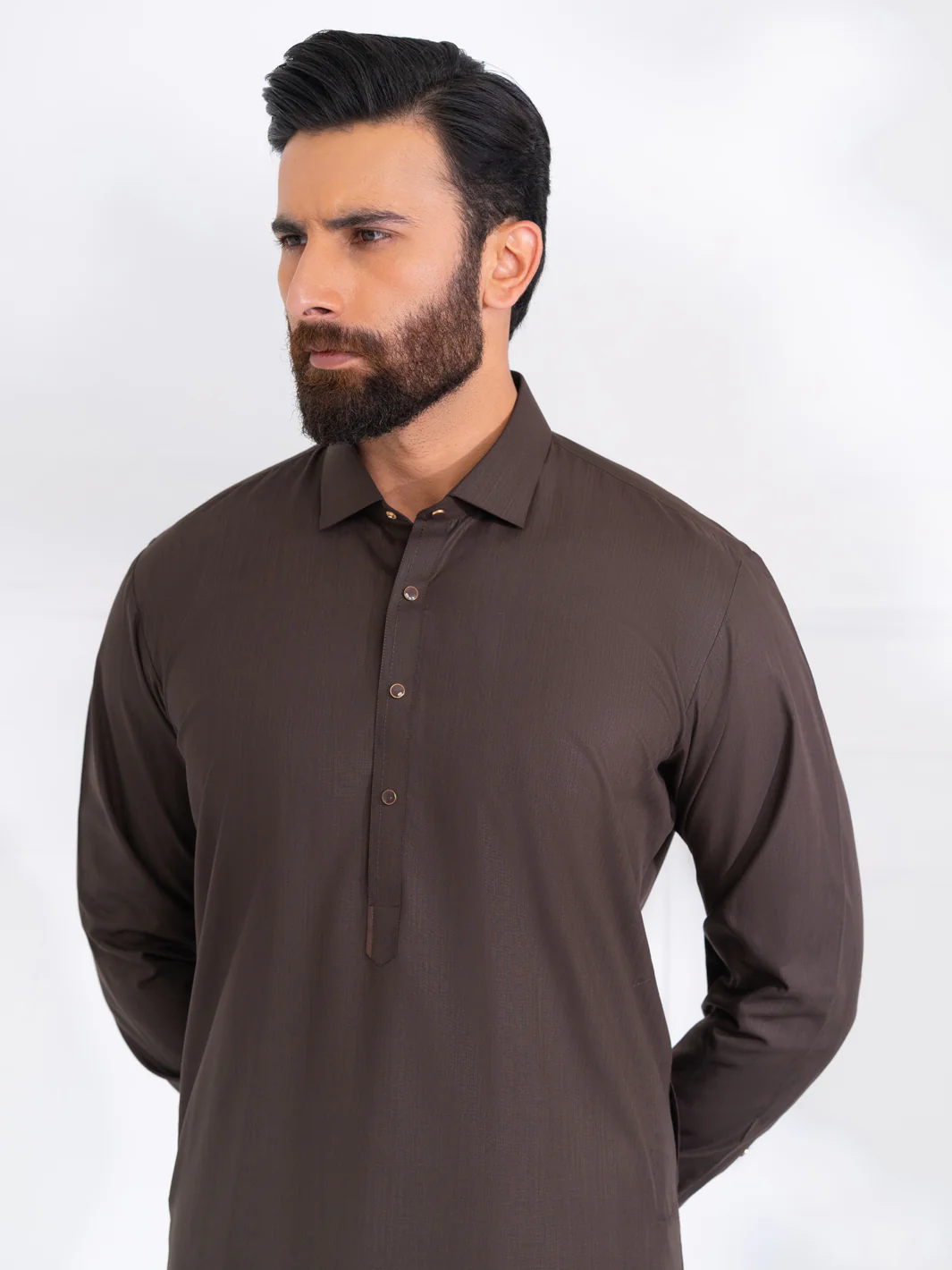 Dark Brown Blended Kameez Shalwar - ALWA-KS-558 - Image 2