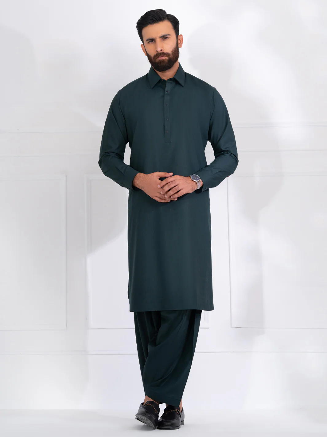 Green Blended Kameez Shalwar - ALWA-KS-562