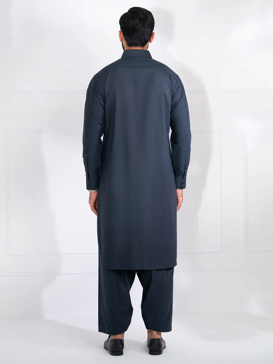 Charcoal Grey Blended Kameez Shalwar - ALWA-KS-563 - Image 4