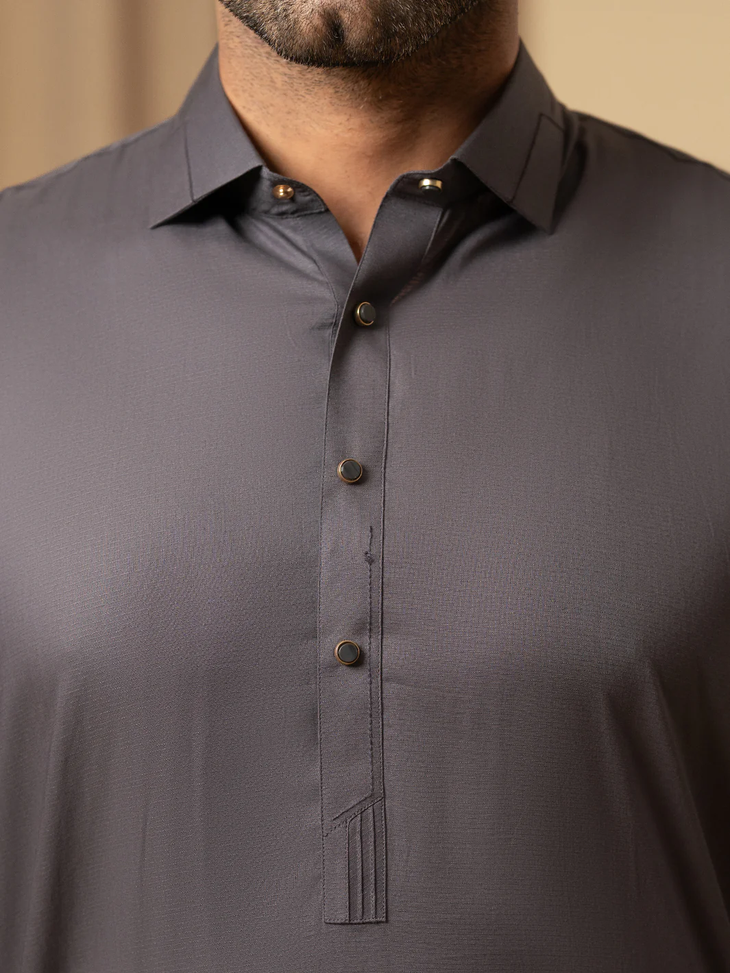 Grey Cotton Kameez Shalwar - ALWA-KS-576 - Image 3