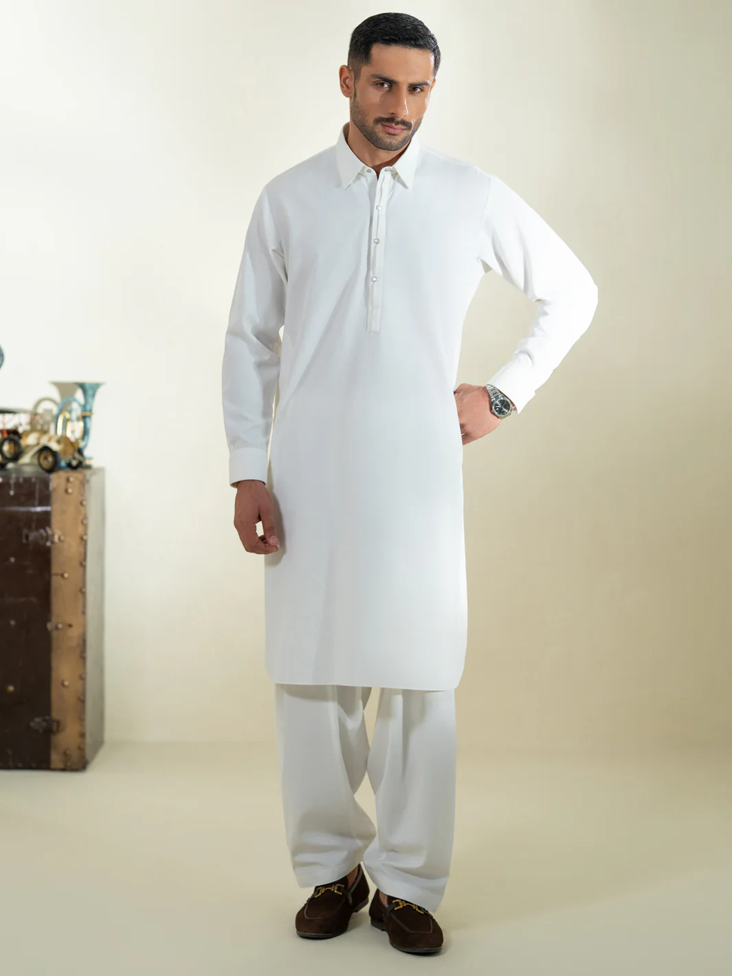 Off White Kameez Shalwar - ALWA-KS-579 - Image 5