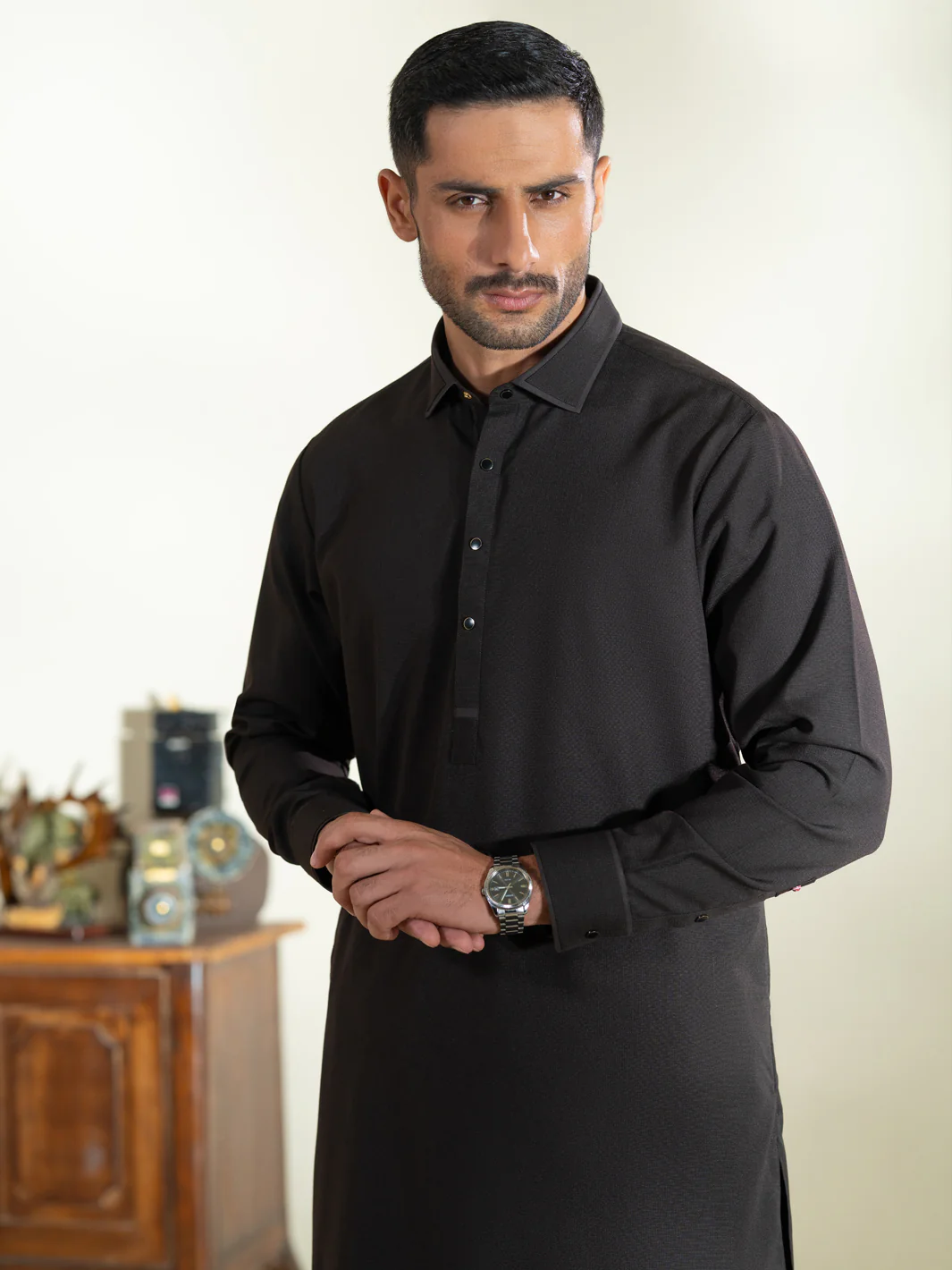 Dark Brown Kameez Shalwar - ALWA-KS-582 - Image 2