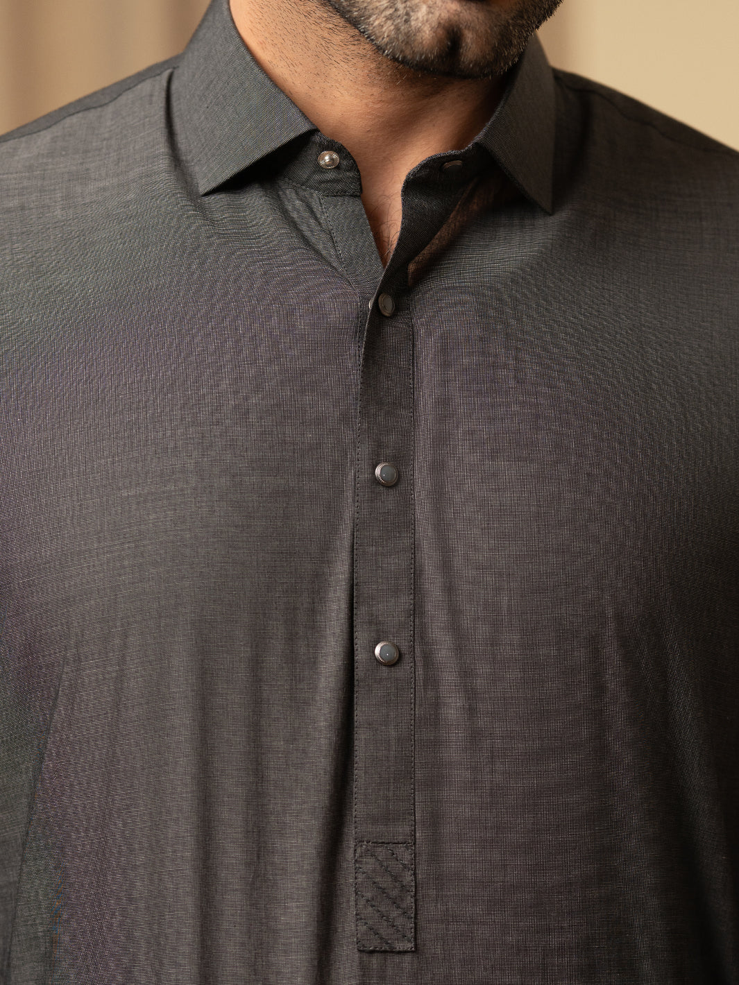 Charcoal Grey Cotton Kameez Shalwar - ALWA-KS-588 - Image 4
