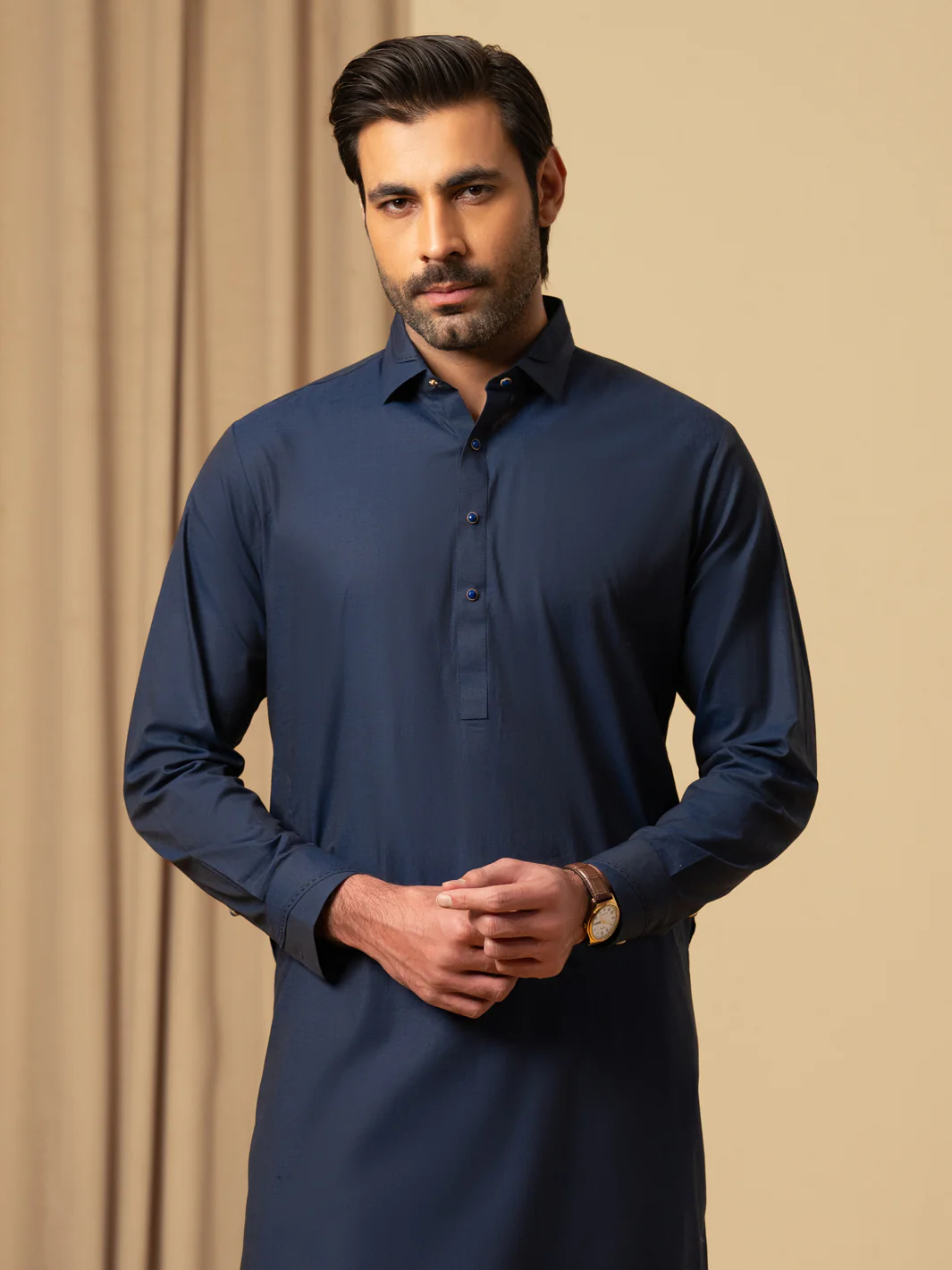 Dark Blue Cotton Kameez Shalwar - ALWA-KS-590 - Image 2
