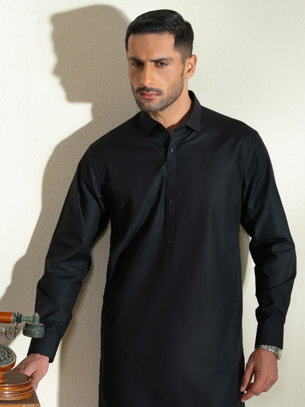 Black Kameez Shalwar - ALWA-KS-595 - Image 5