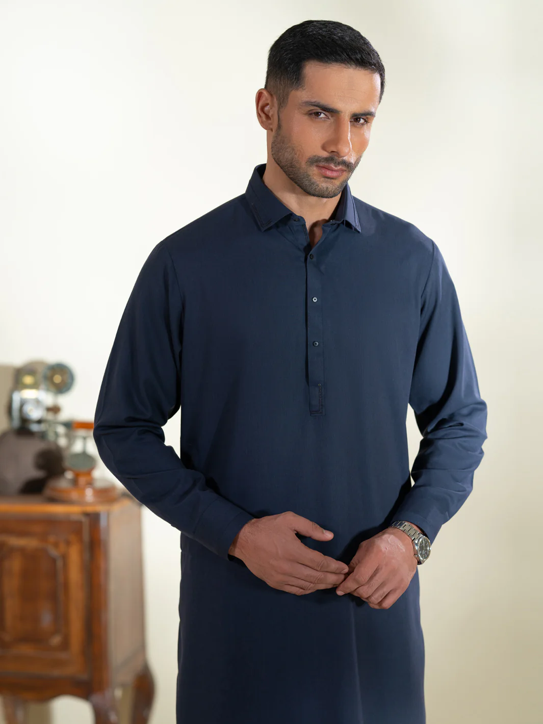 Navy Blue Kameez Shalwar - ALWA-KS-603 - Image 2