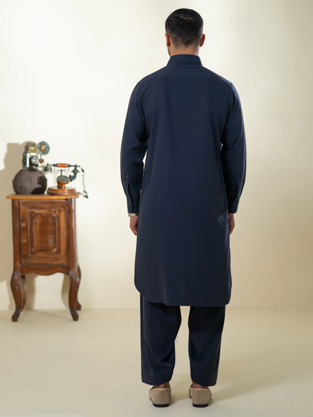 Navy Blue Kameez Shalwar - ALWA-KS-603 - Image 3