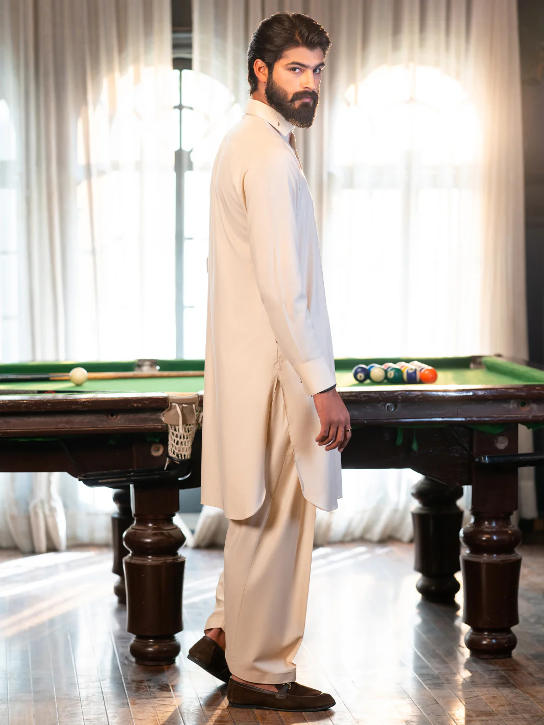 Cream Cut & Sew Kameez Shalwar - ALWA-KS-614 - Image 5
