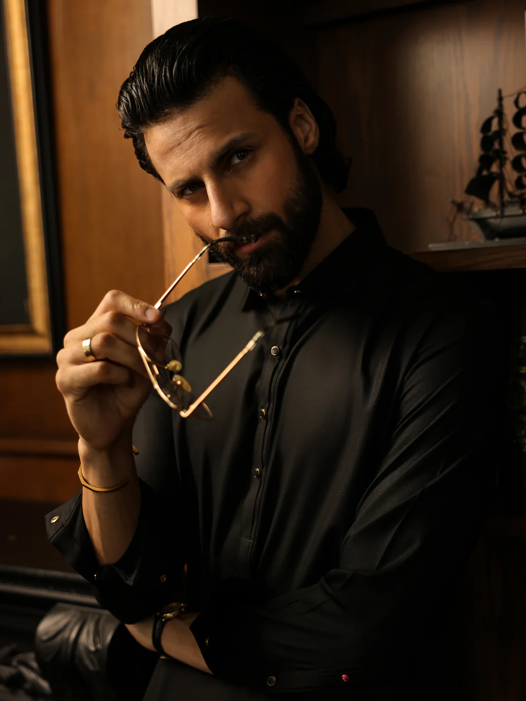 Black Cut & Sew Kameez Shalwar - ALWA-KS-624 - Image 5