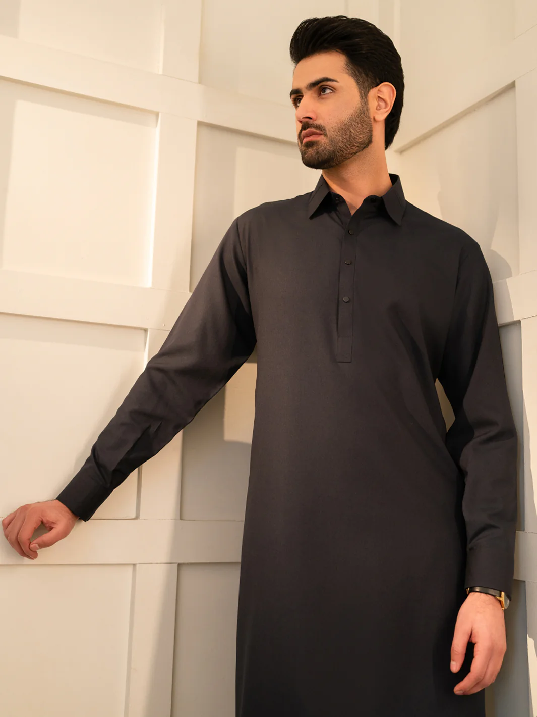 Midnight Blue Cut & Sew Kameez Shalwar - ALWA-KS-628 - Image 2