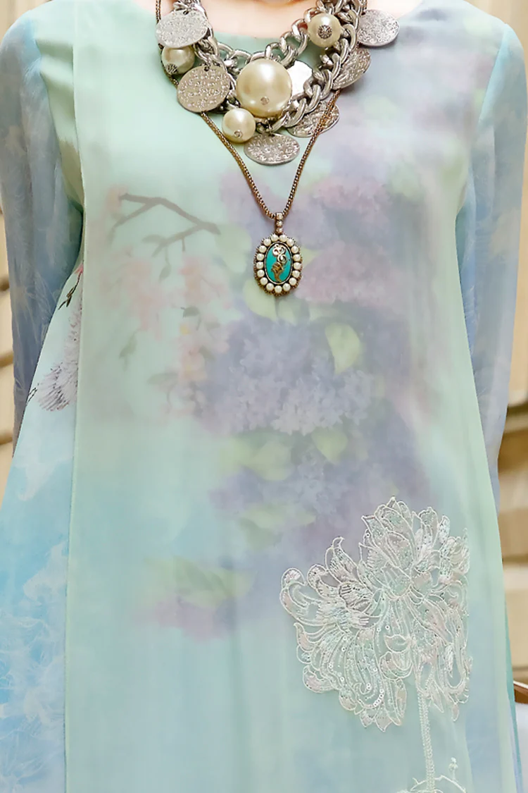 Aqua Chiffon 3 Piece Stitched - ALP-685 - Image 2