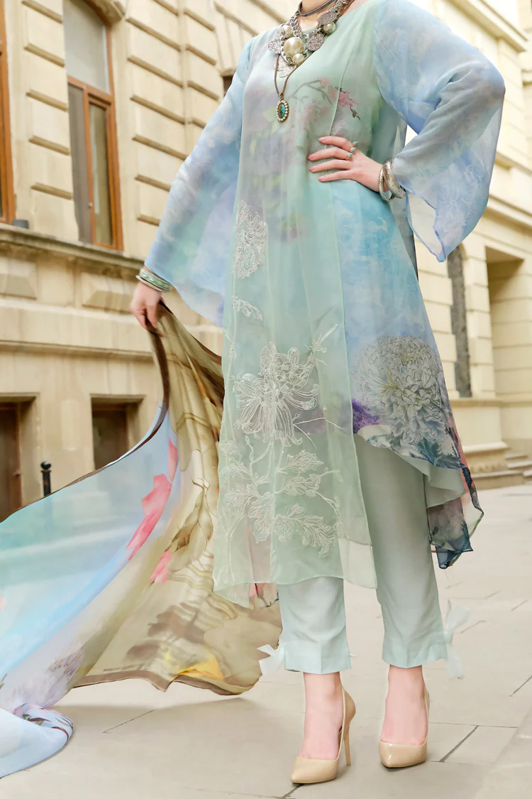 Aqua Chiffon 3 Piece Stitched - ALP-685 - Image 3
