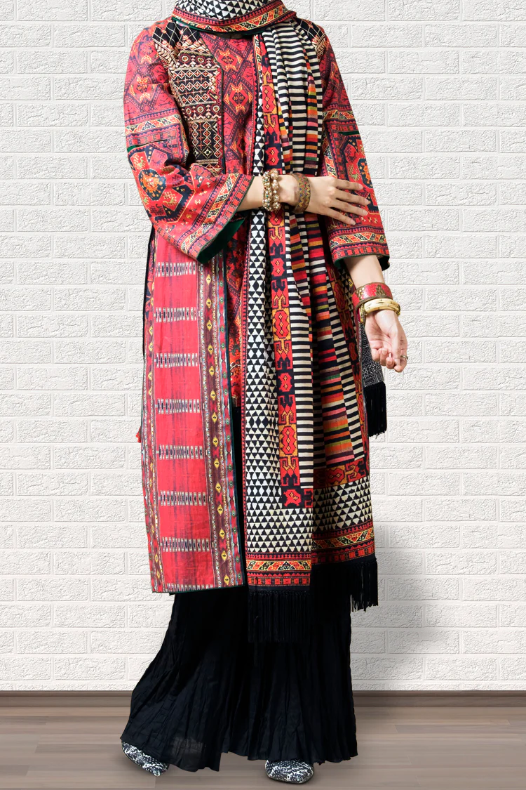 Red Cambric 2 Piece Unstitched - AWP-2PS-198