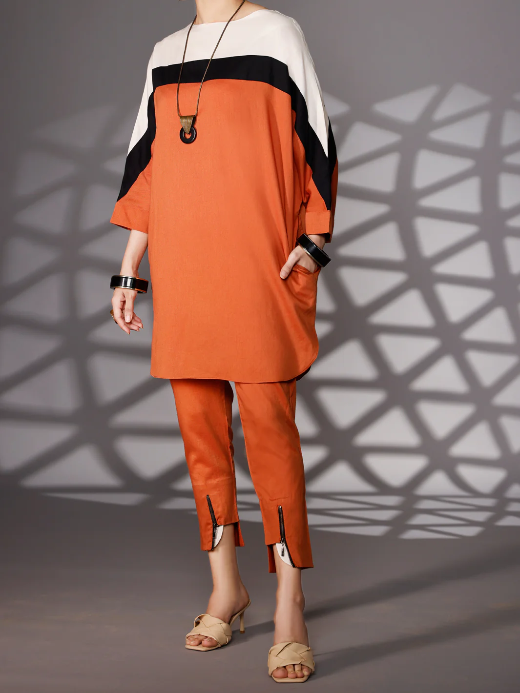 Rust Cotton Jacquard 2 Piece Stitched - AWP-2PS-305 - Image 3