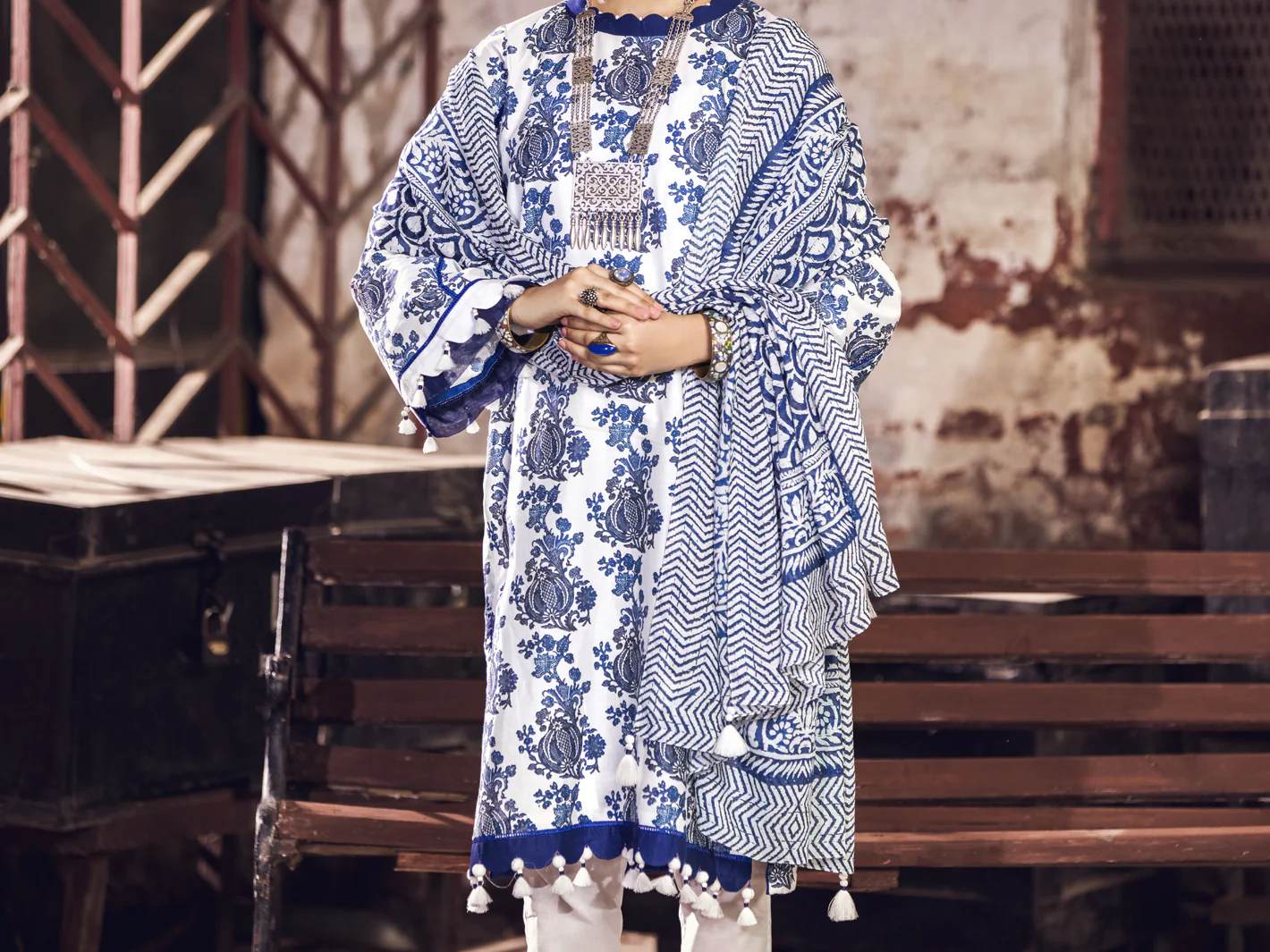 Navy Blue Cambric 2 Piece Unstitched - AWP-2PS-366 - Image 3
