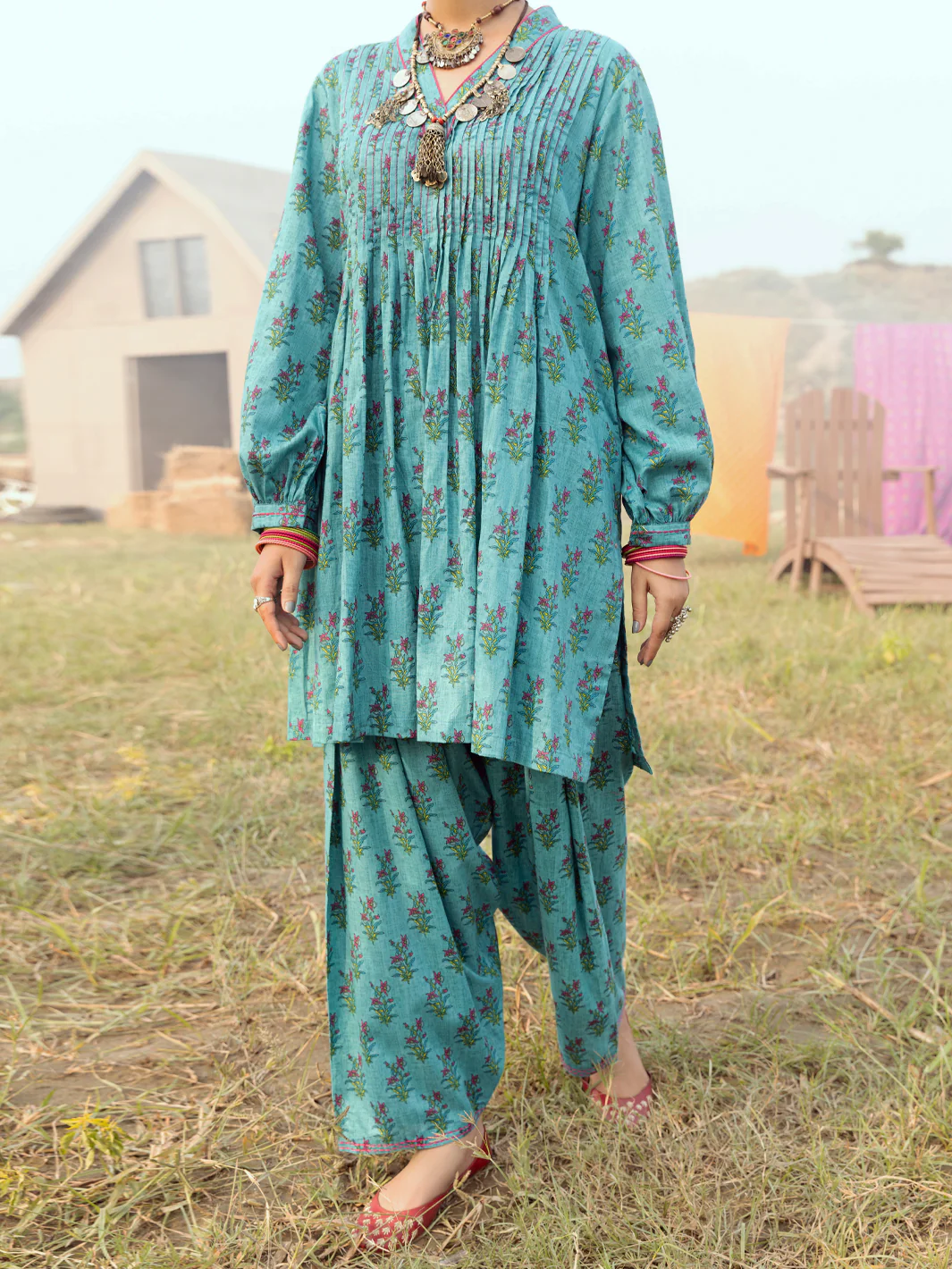 Sea Green Cambric Unstitched 2 Piece - AWP-2PS-524
