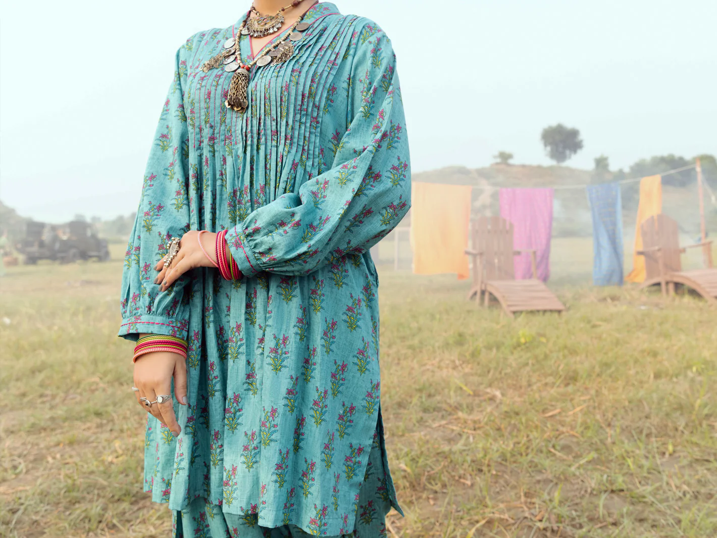 Sea Green Cambric Unstitched 2 Piece - AWP-2PS-524 - Image 4