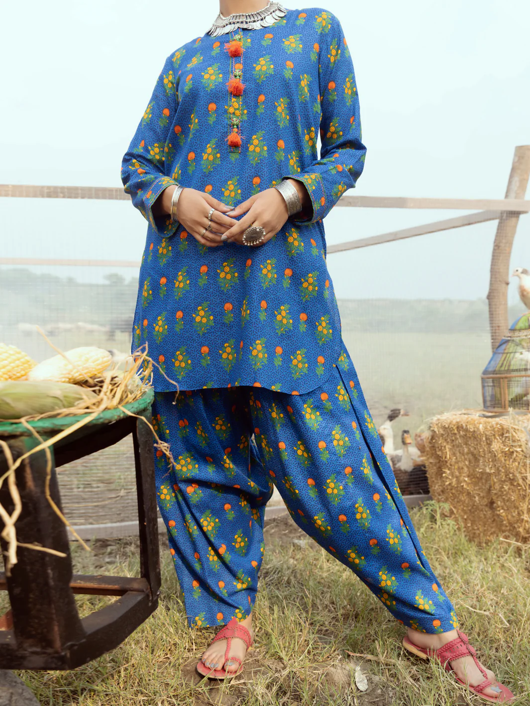 Navy Blue Cambric Unstitched 2 Piece - AWP-2PS-526