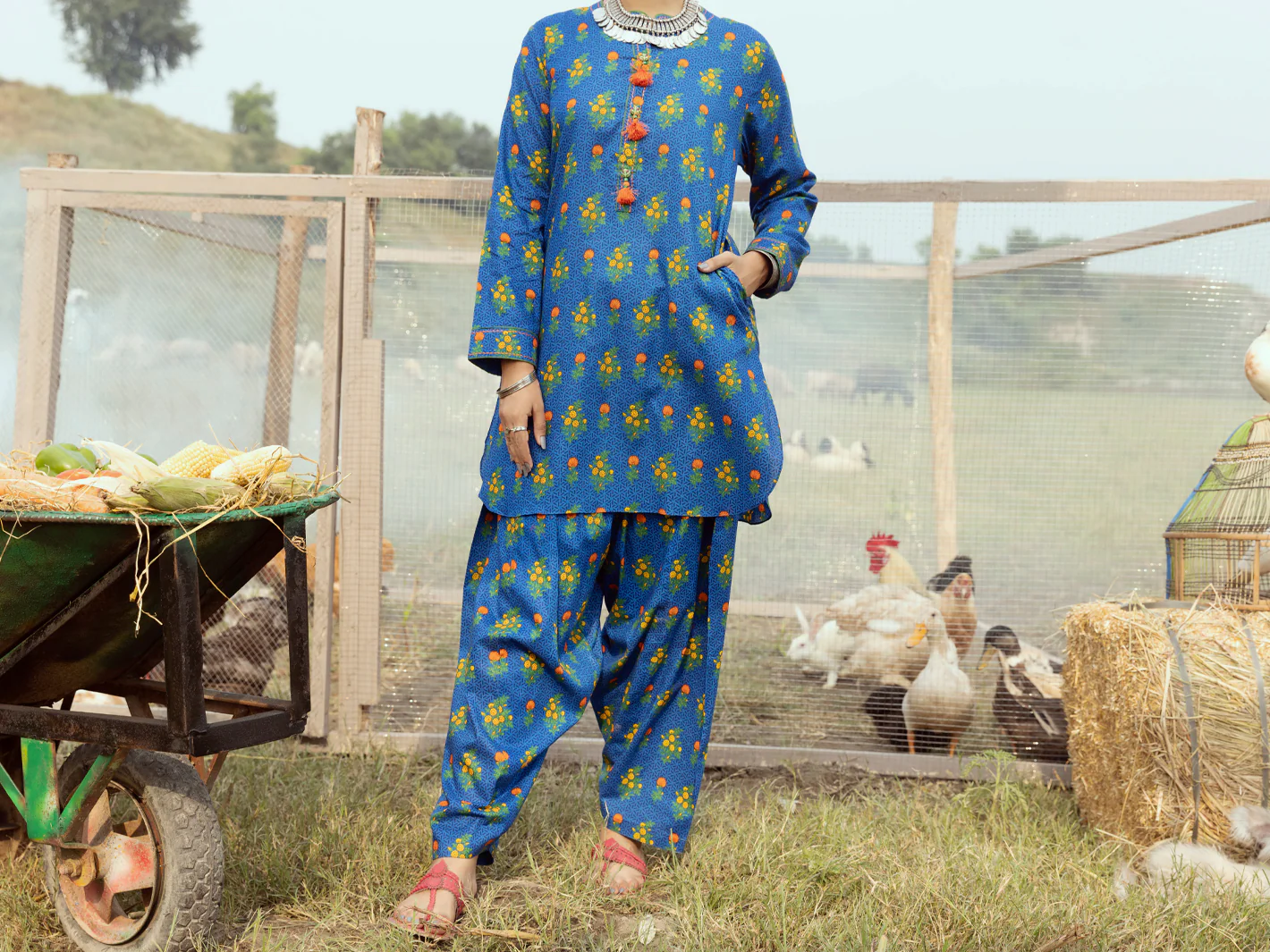 Navy Blue Cambric Unstitched 2 Piece - AWP-2PS-526 - Image 4