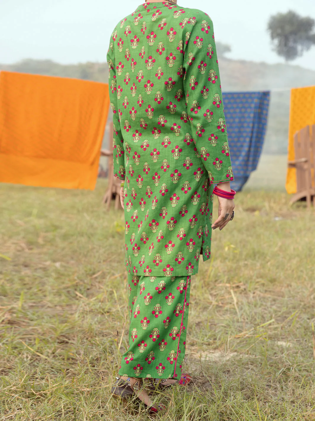 Green Cambric Unstitched 2 Piece - AWP-2PS-527 - Image 2