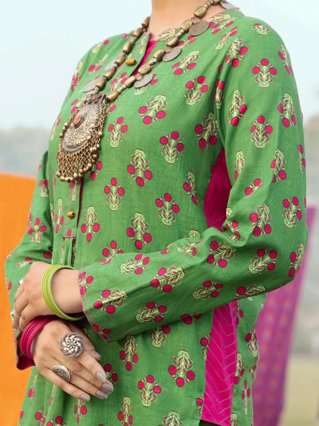 Green Cambric Unstitched 2 Piece - AWP-2PS-527 - Image 3