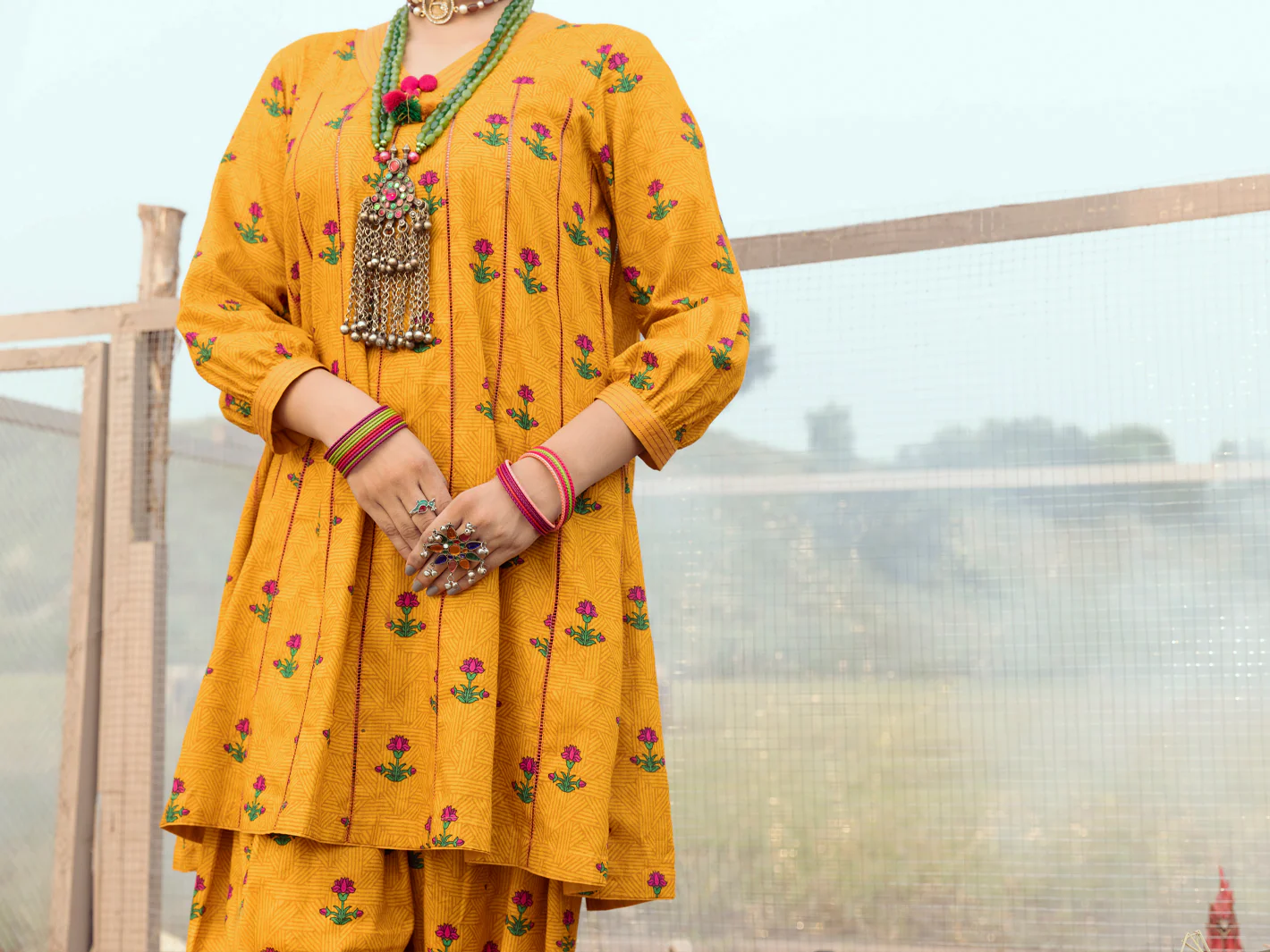 Mustard Cambric Unstitched 2 Piece - AWP-2PS-529 - Image 3