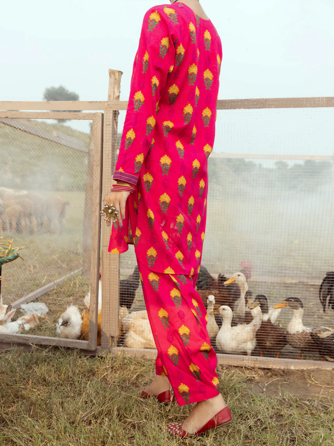 Fuchsia Cambric Unstitched 2 Piece - AWP-2PS-532 - Image 2