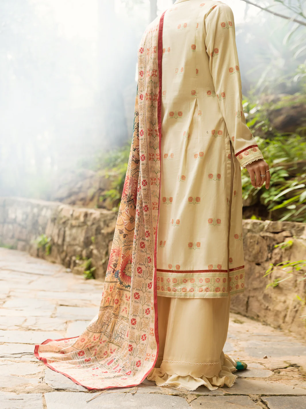 Cream Cambric 2 Piece Unstitched - AWP-2PS-589 - Image 2