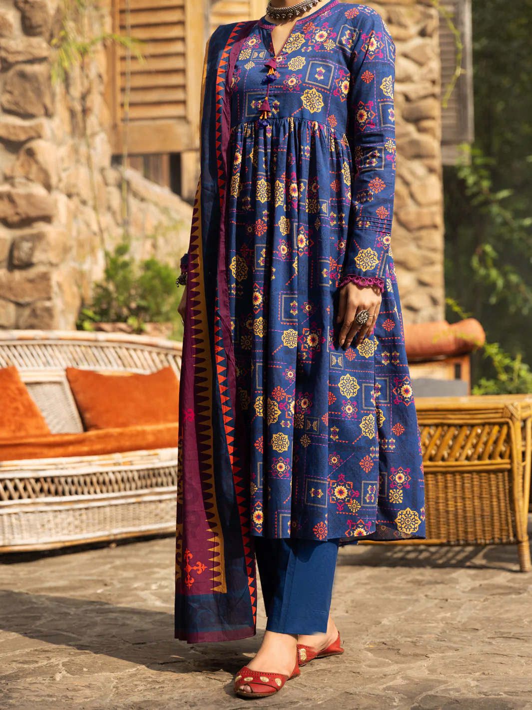 Blue Cambric 2 Piece Unstitched - AWP-2PS-591 - Image 3