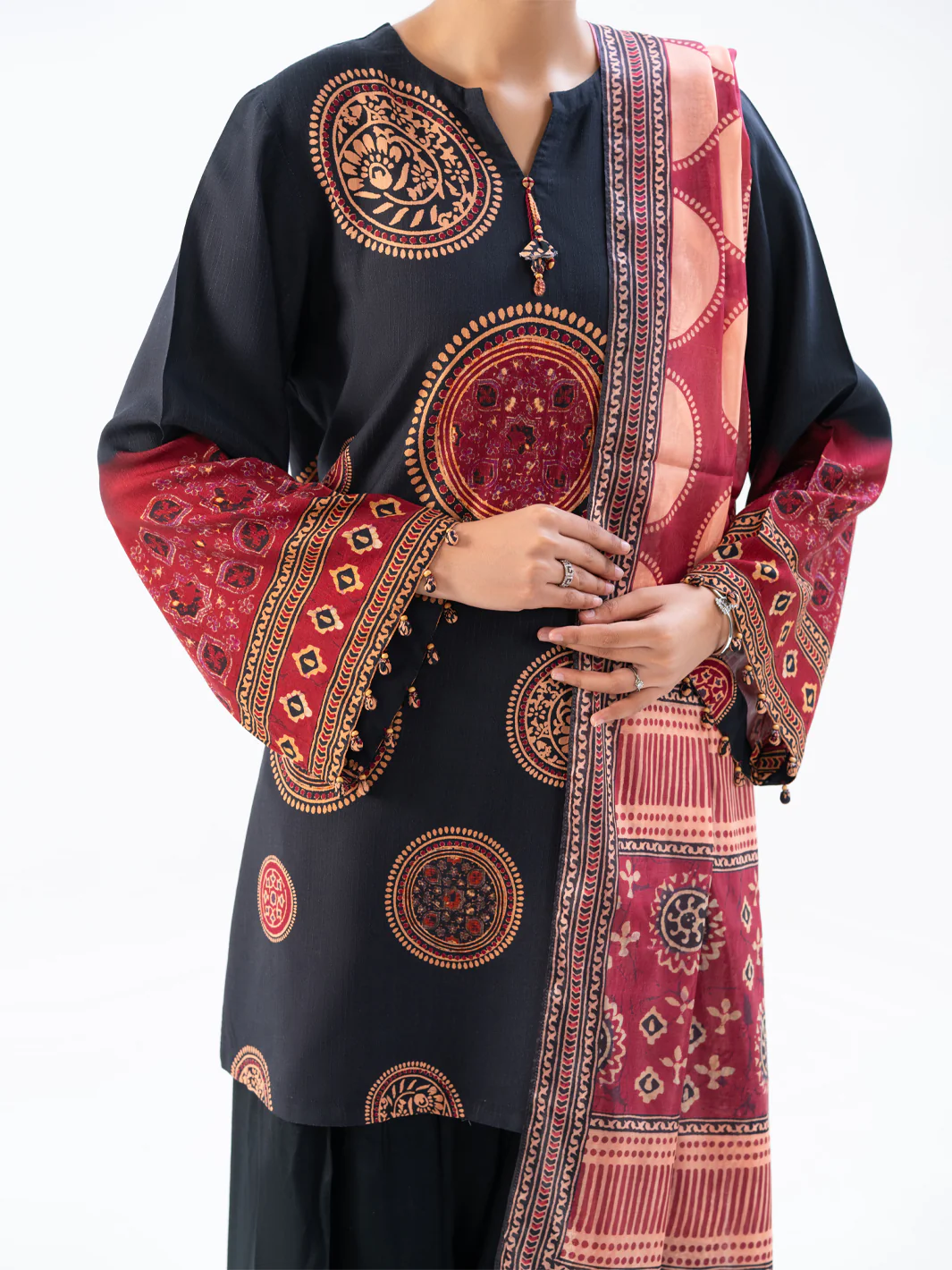 Black Khaddar 2Pc Unstitched - AWP-2PS-LKD-837 - Image 3