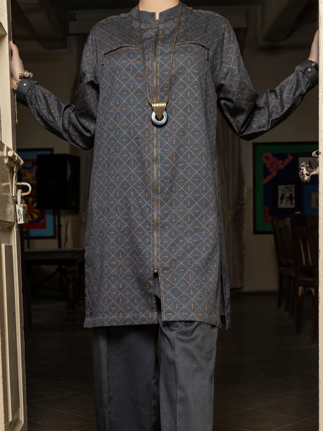 Dark Grey 2 Piece Stitched - AWP-2PS-LKS-392 - Image 6