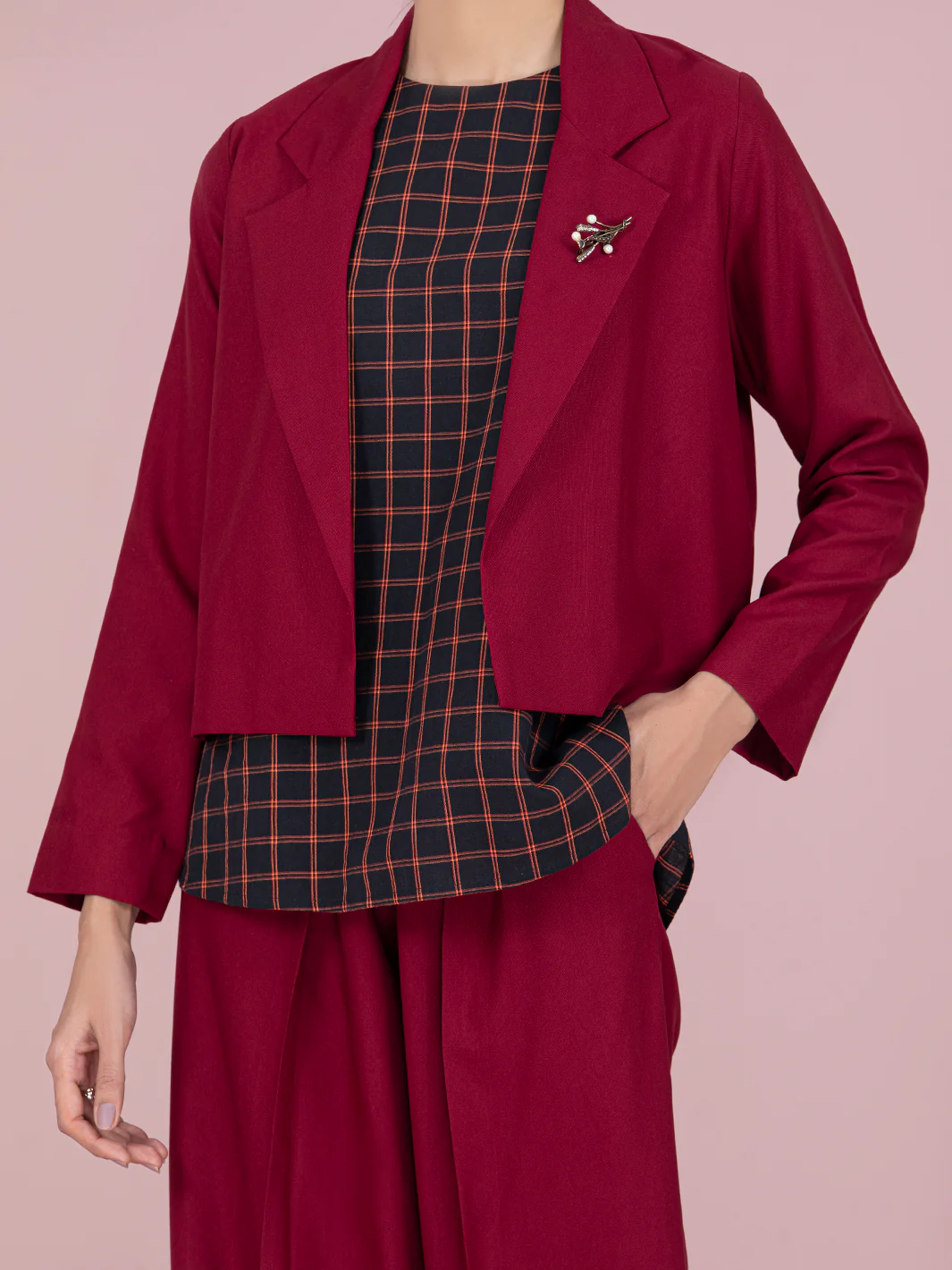 Maroon Rayon 2 Piece Stitched - AWP-2PS-LKS-461 - Image 3