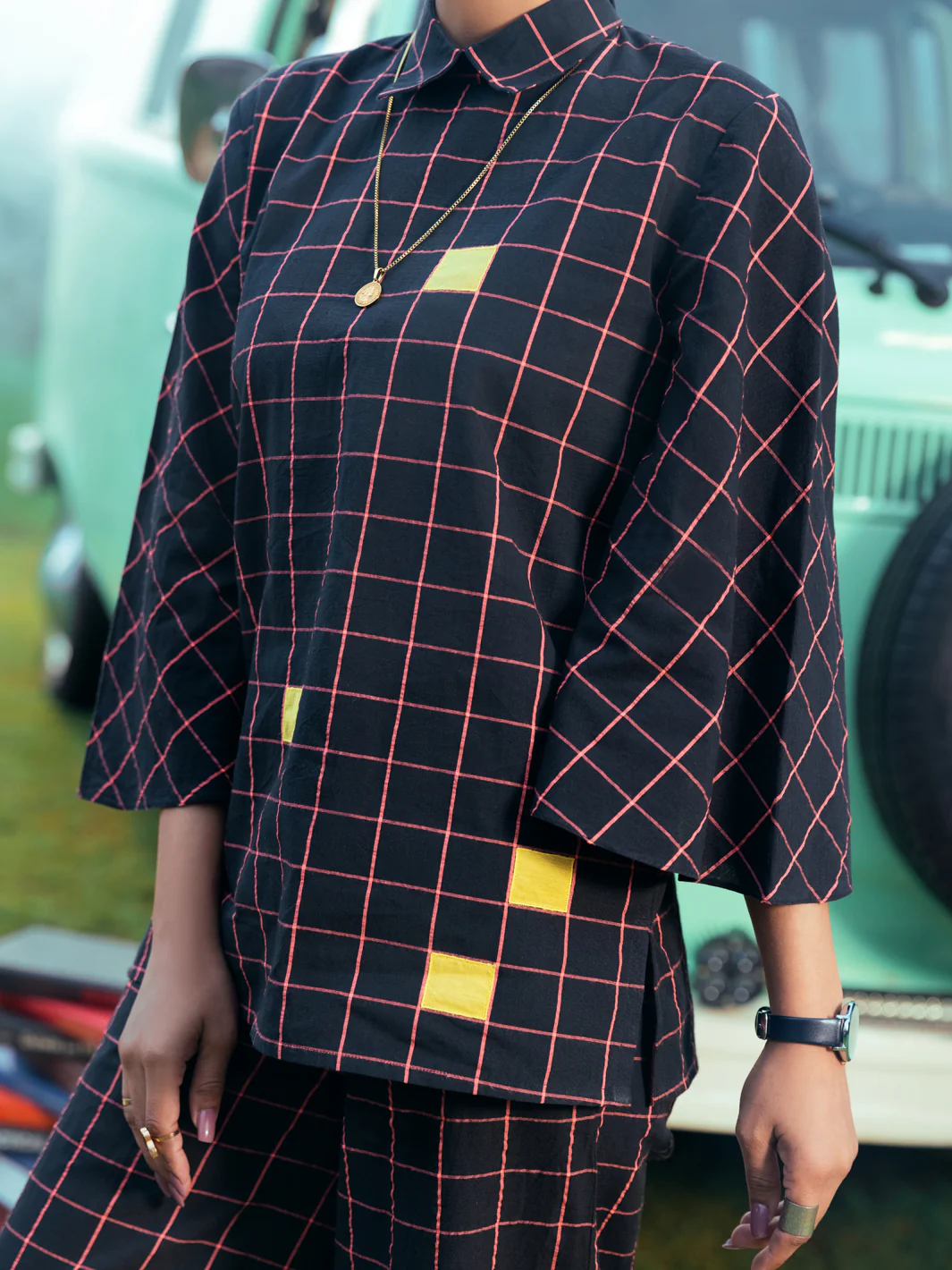 Black Yarn Dyed 2 Piece Stitched - AWP-2PS-LKS-598 - Image 2
