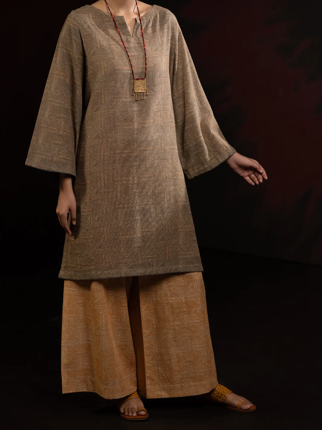 Beige Slub Khaddar 2Pc Stitched - AWP-2PS-LKS-813