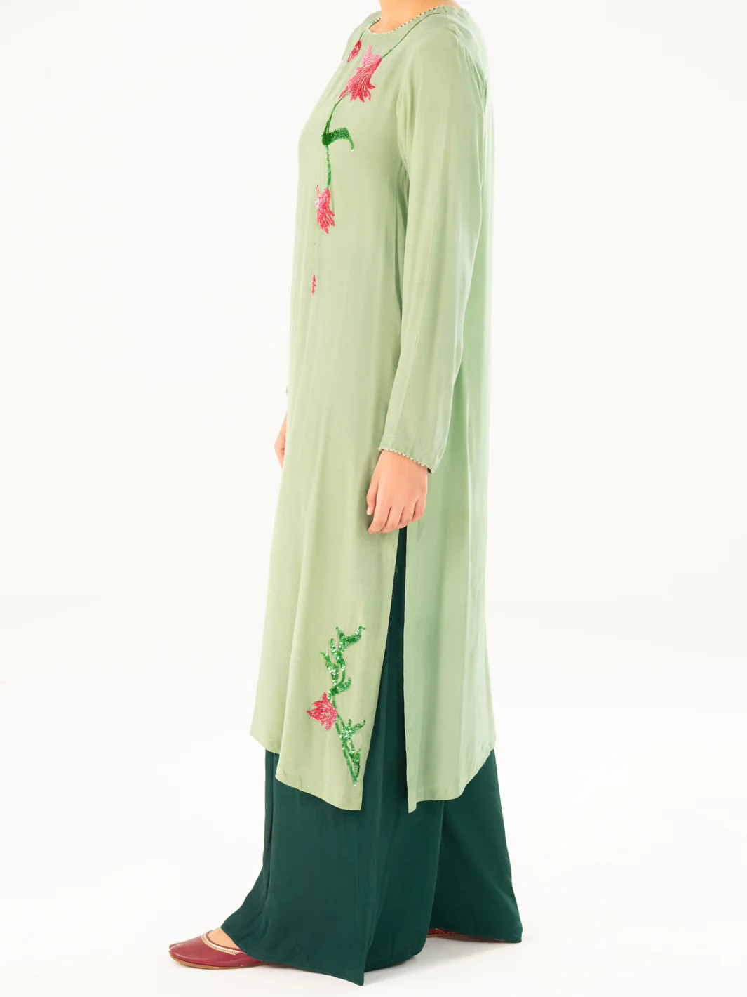 Light Green Thai Silk 2Pc Stitched - AWP-2PS-LKS-822 - Image 3