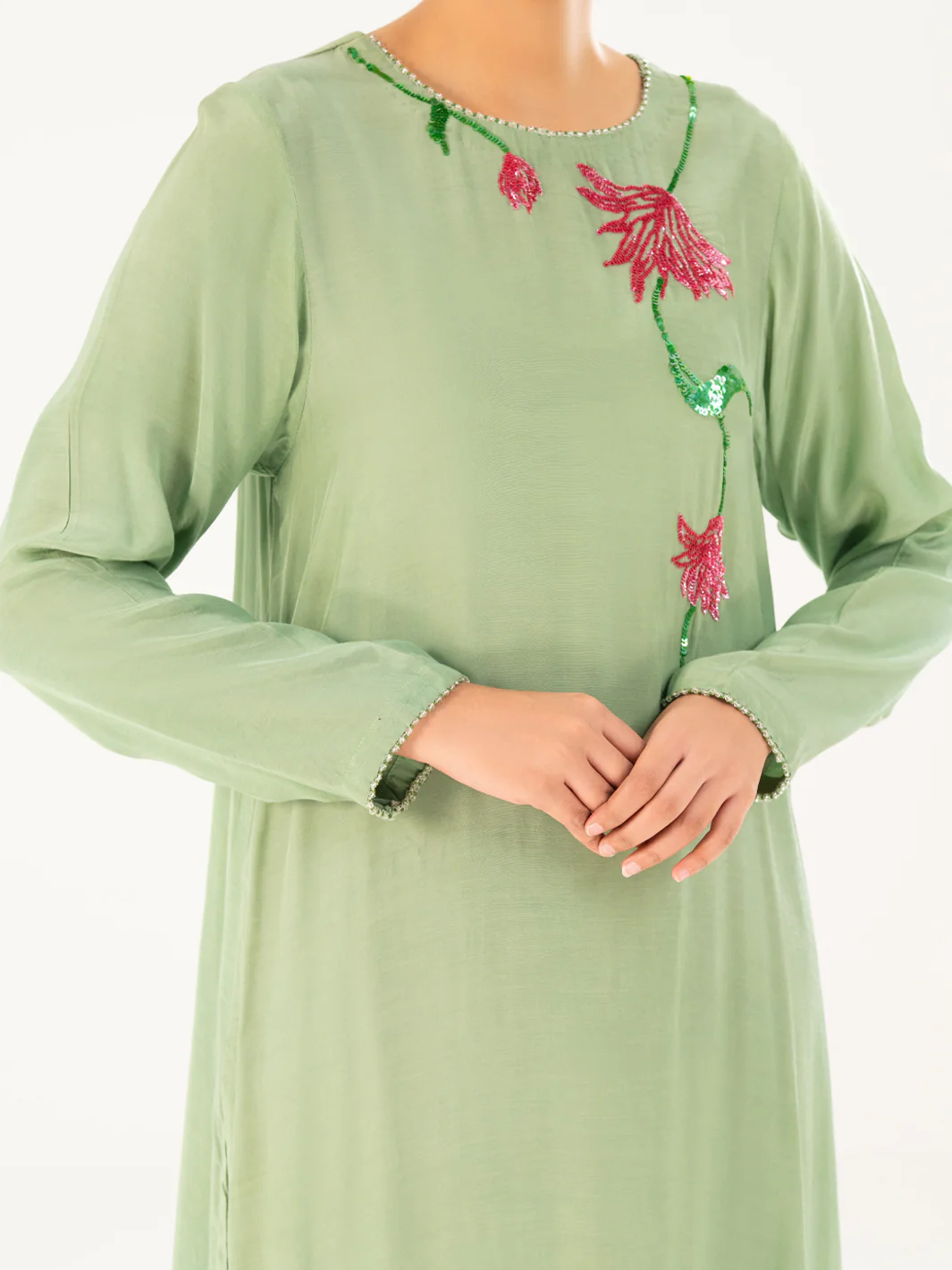 Light Green Thai Silk 2Pc Stitched - AWP-2PS-LKS-822 - Image 4