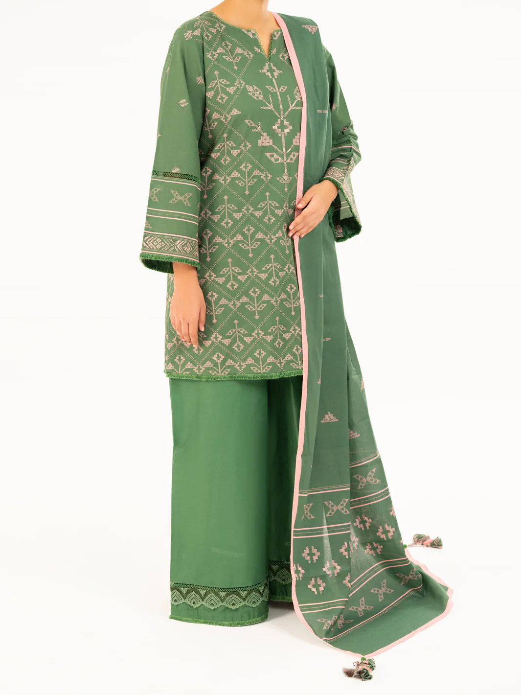 Green Cambric 2Pc Unstitched - AWP-2PS-SLKD-UN-835 - Image 4