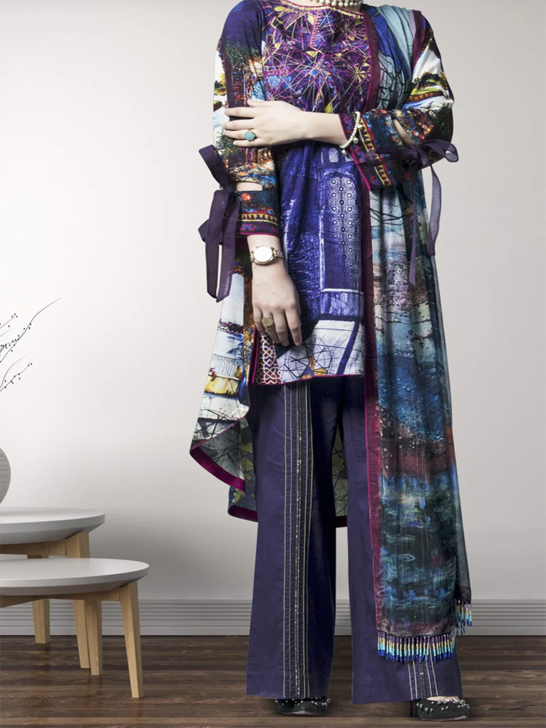 Purple 3 Piece Unstitched - AWP-3PS-174