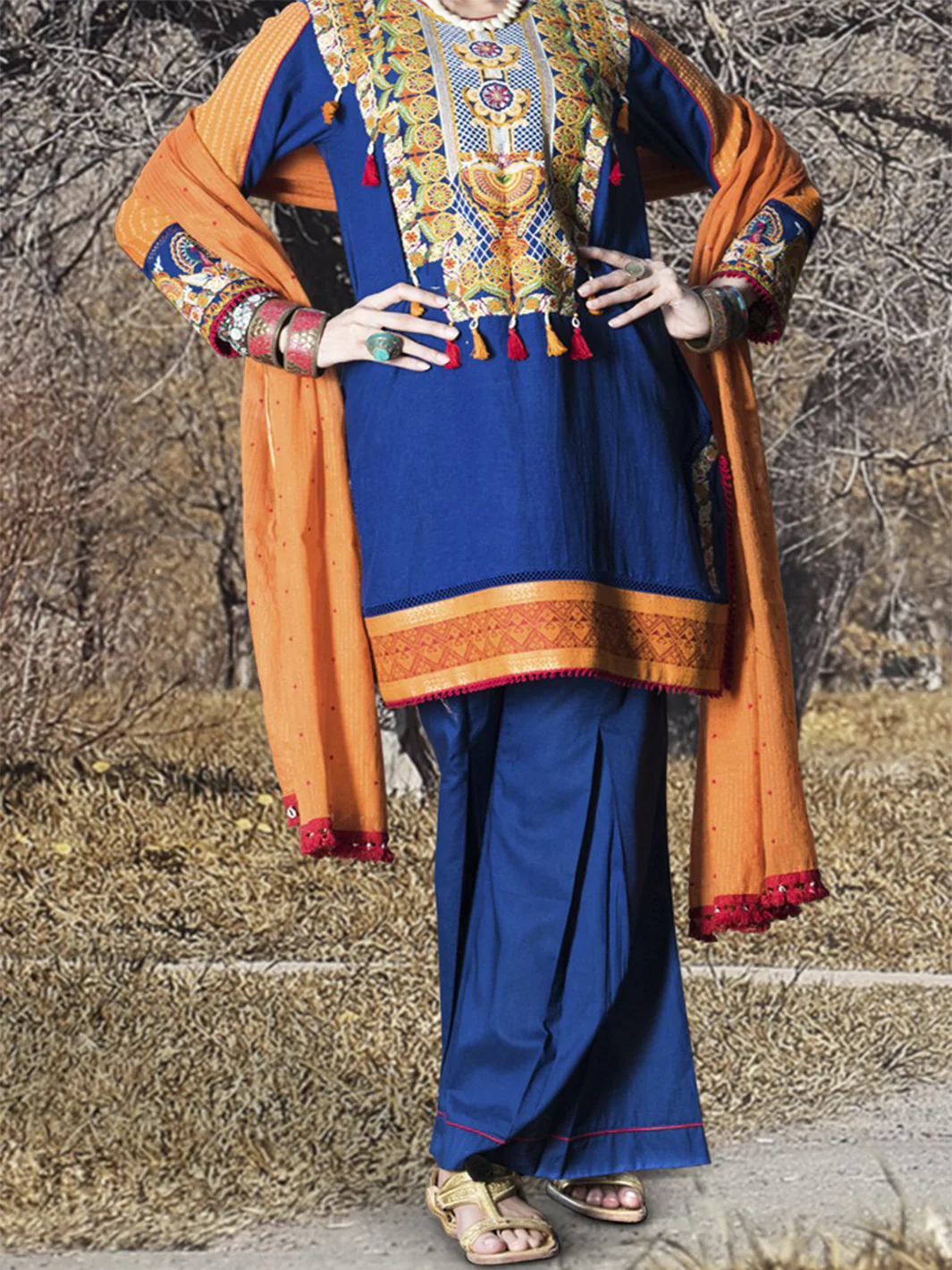 Royal Blue 3 Piece Unstitched - AWP-3PS-178