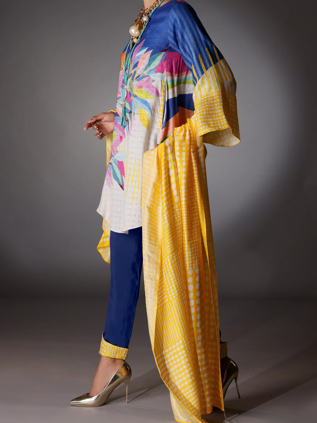 Yellow Silk Jacquard 3 Piece Stitched - AWP-3PS-261 - Image 2