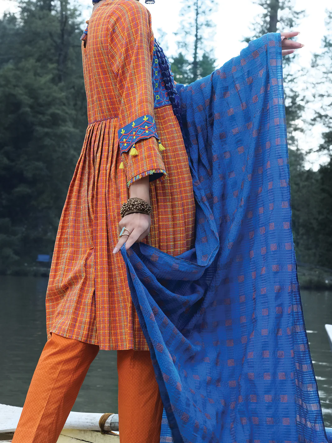 Orange Yarn-Dyed 3 Piece Stitched - AWP-3PS-272/S - Image 3
