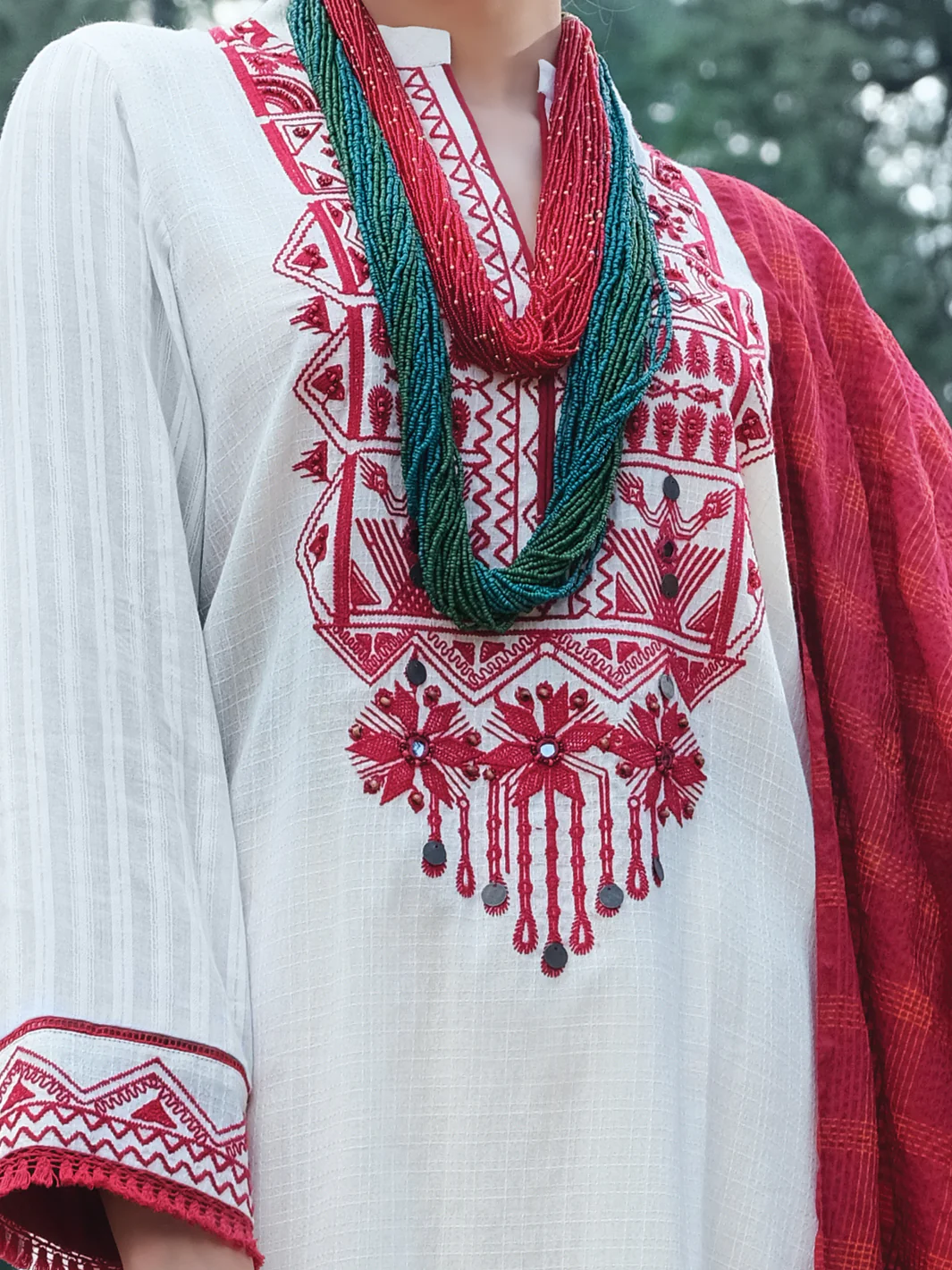 White Yarn-Dyed 3 Piece Stitched - AWP-3PS-273/S - Image 2