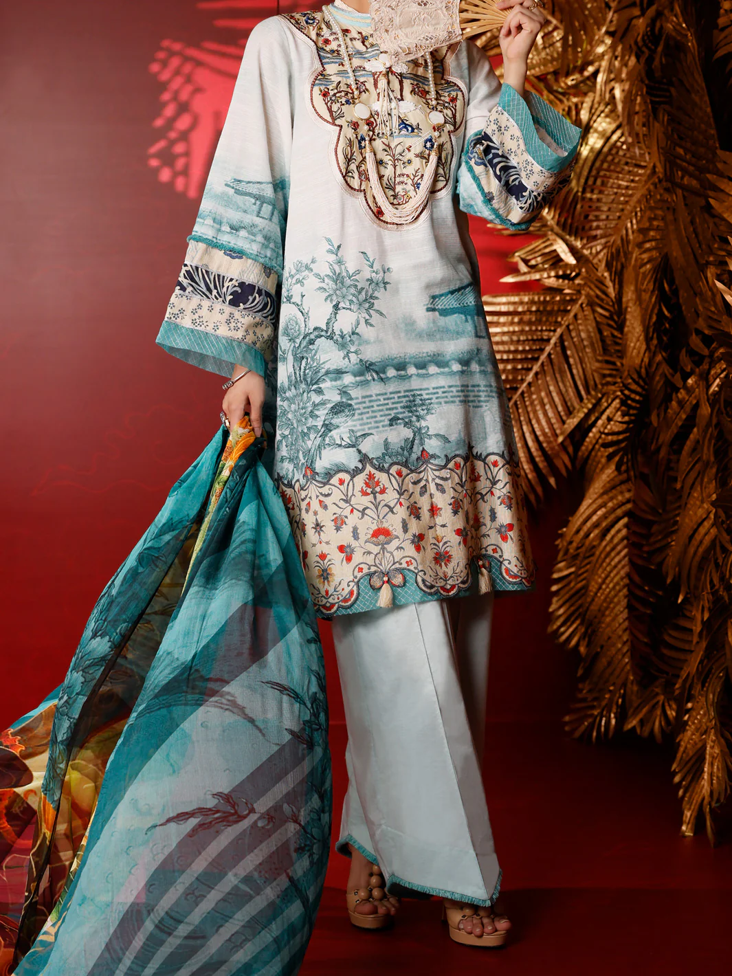 Aqua Khaddar 3 Piece Stitched - AWP-3PS-284