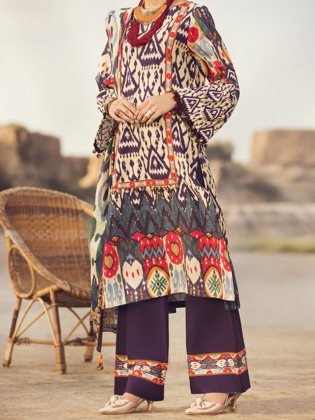 Purple Cambric 3 Piece Stitched - AWP-3PS-325 - Image 4