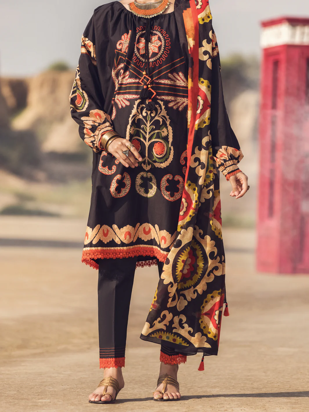 Black Cambric 3 Piece Stitched - AWP-3PS-328