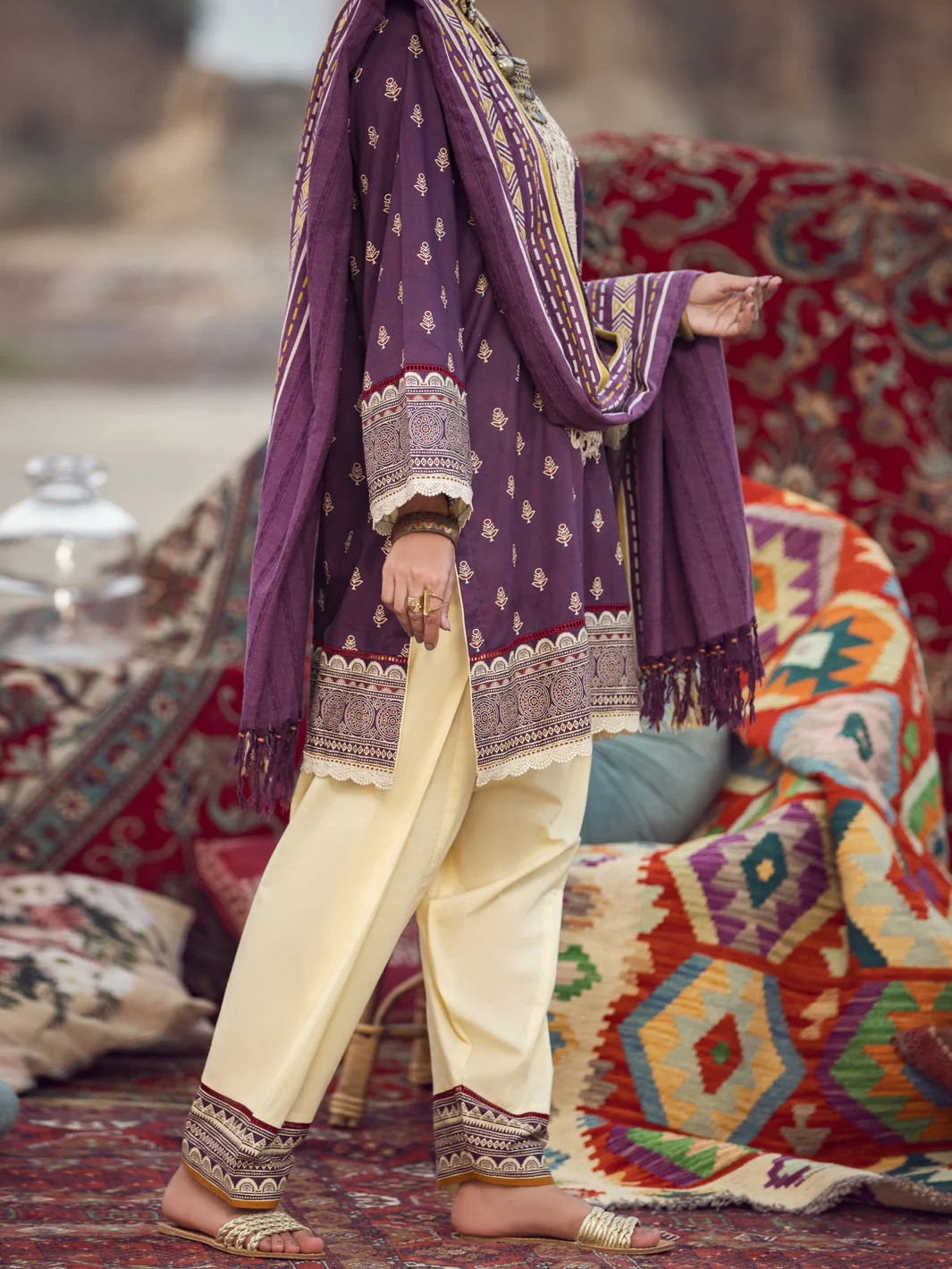Purple Cambric 3 Piece Unstitched - AWP-3PS-330 - Image 5