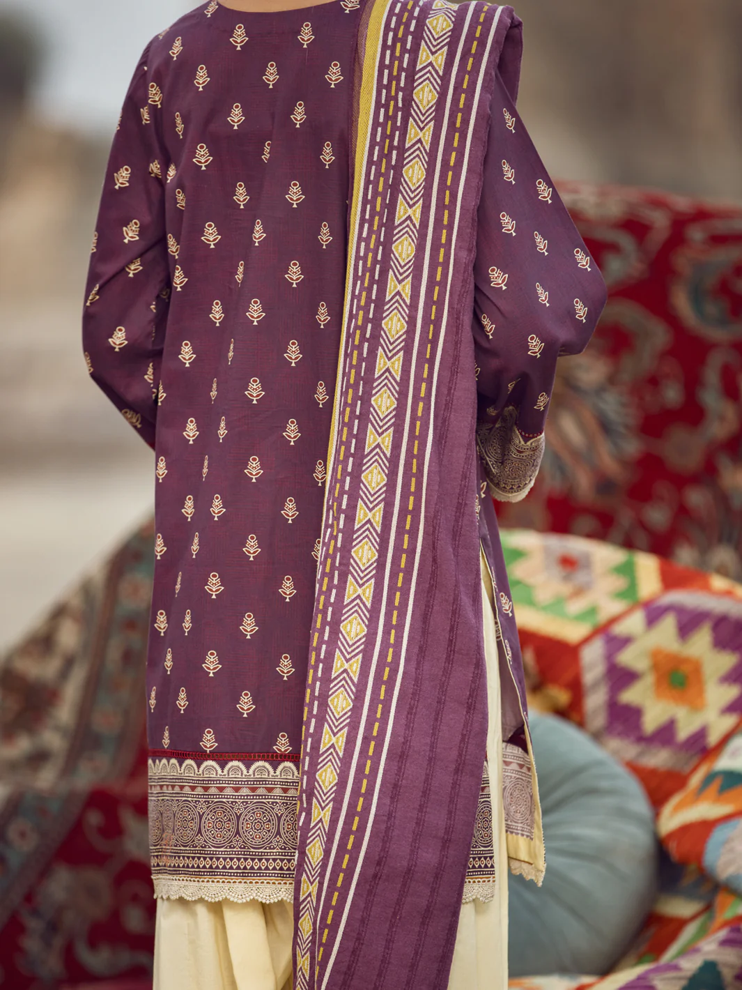 Purple Cambric 3 Piece Stitched - AWP-3PS-330 - Image 5