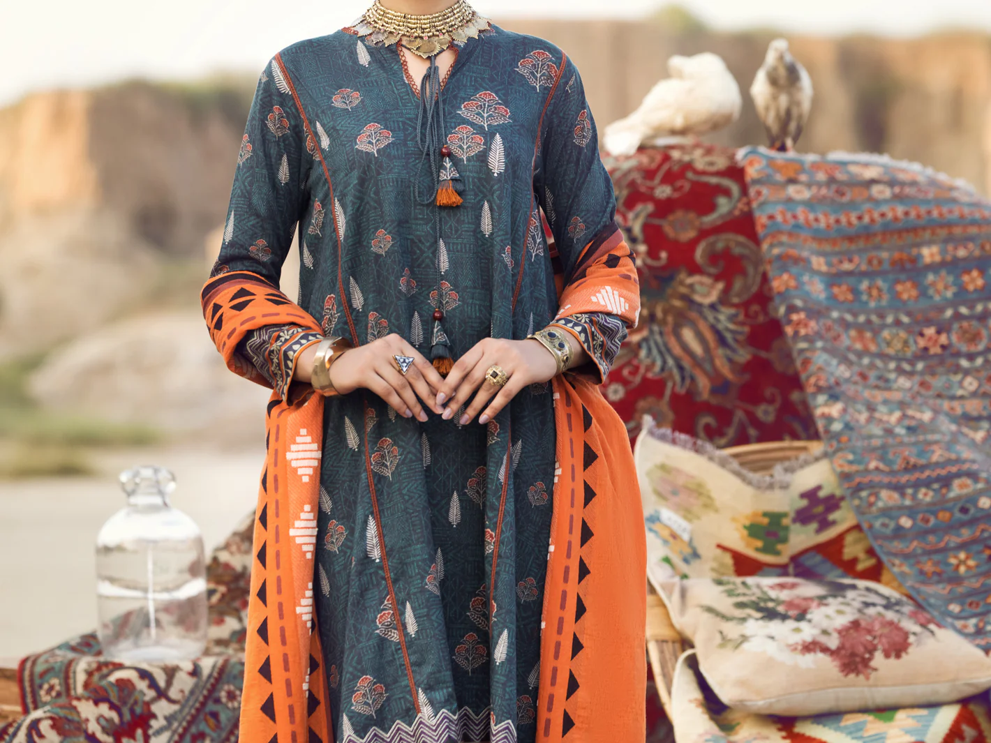 Teal Cambric 3 Piece Unstitched - AWP-3PS-332 - Image 3