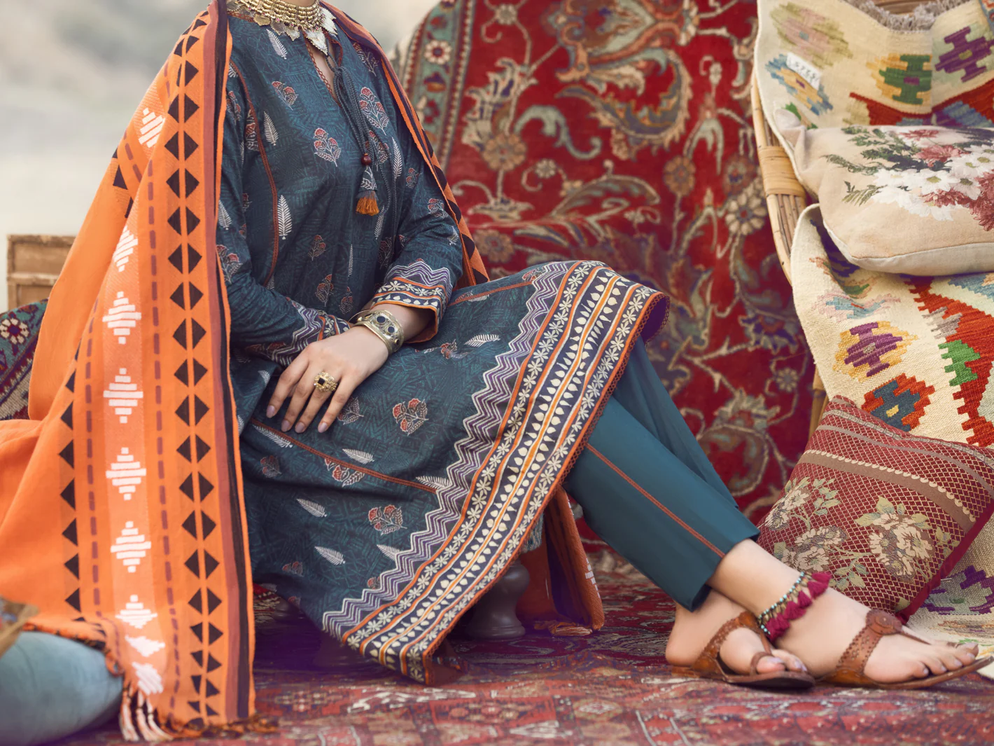 Teal Cambric 3 Piece Unstitched - AWP-3PS-332 - Image 6