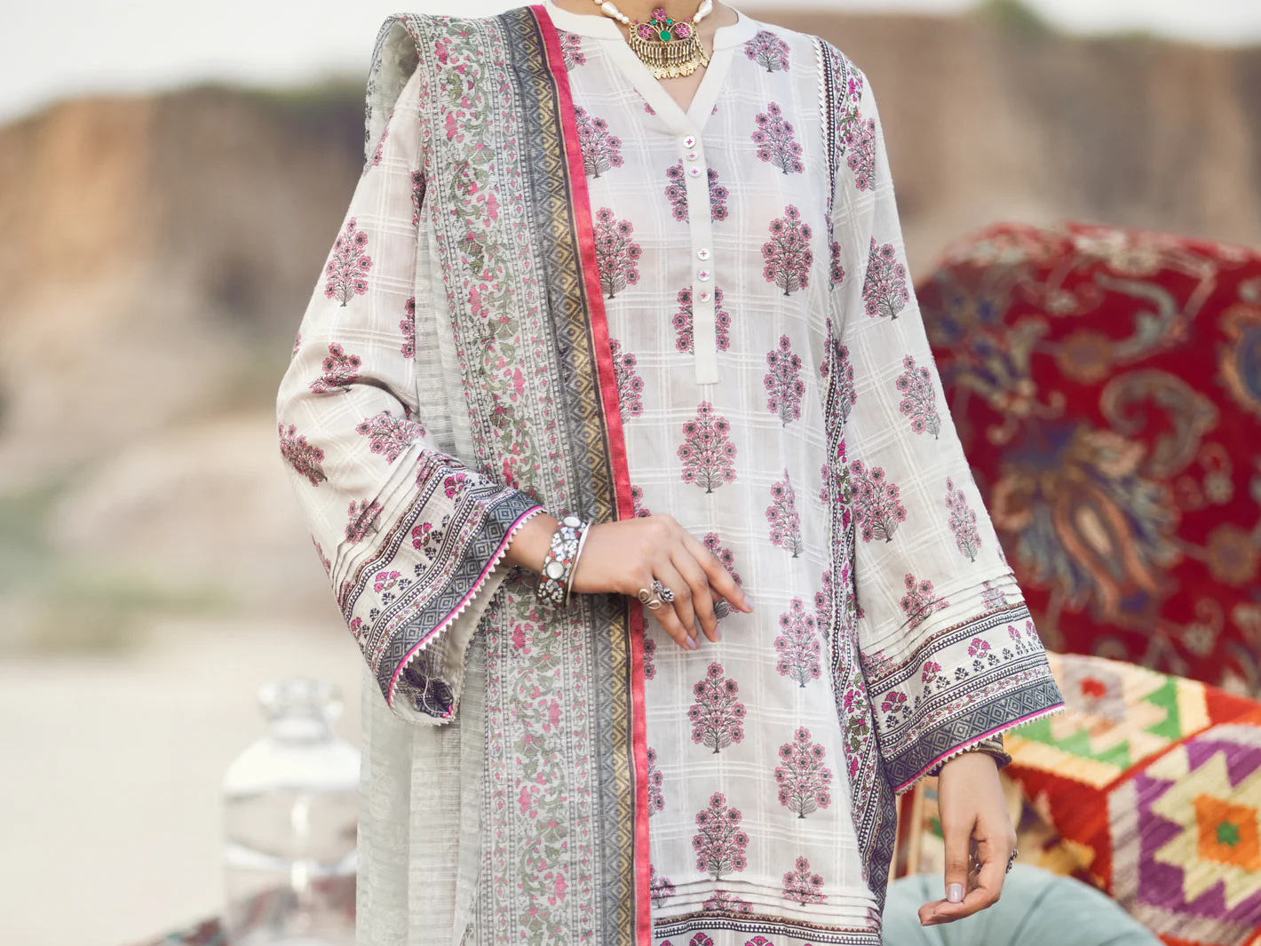 Light Grey Jacquard 3 Piece Unstitched - AWP-3PS-336 - Image 5